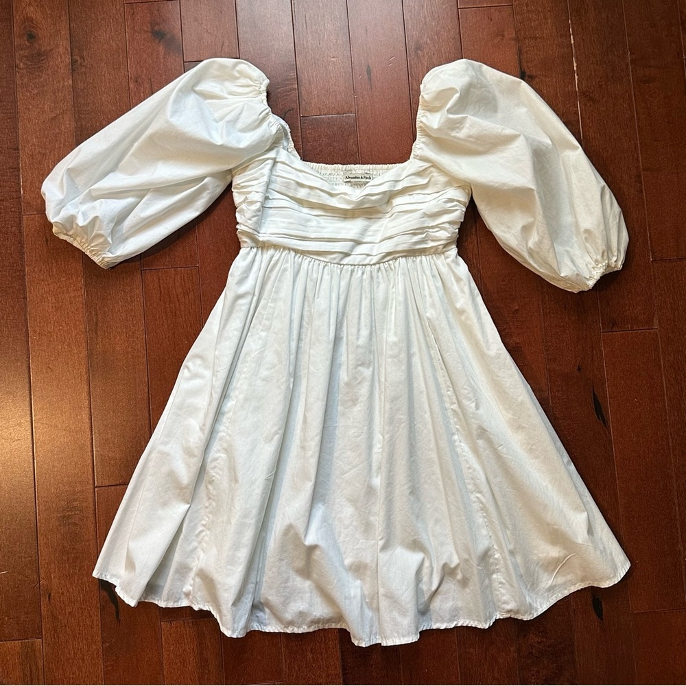 Abercrombie & Fitch White Puff Sleeve Mini Dress - Picture 6 of 8